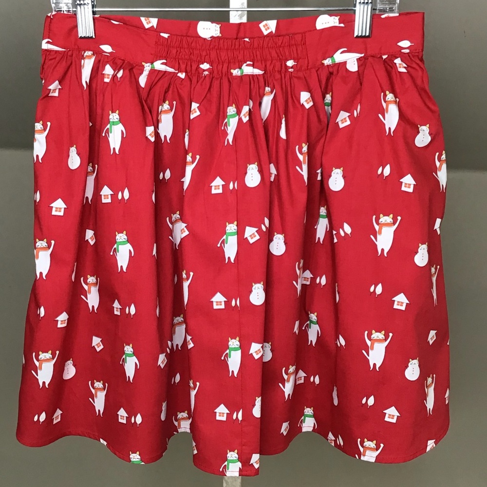 ModCloth Holiday Mini Skirt in Red Cats - Picture 3 of 8